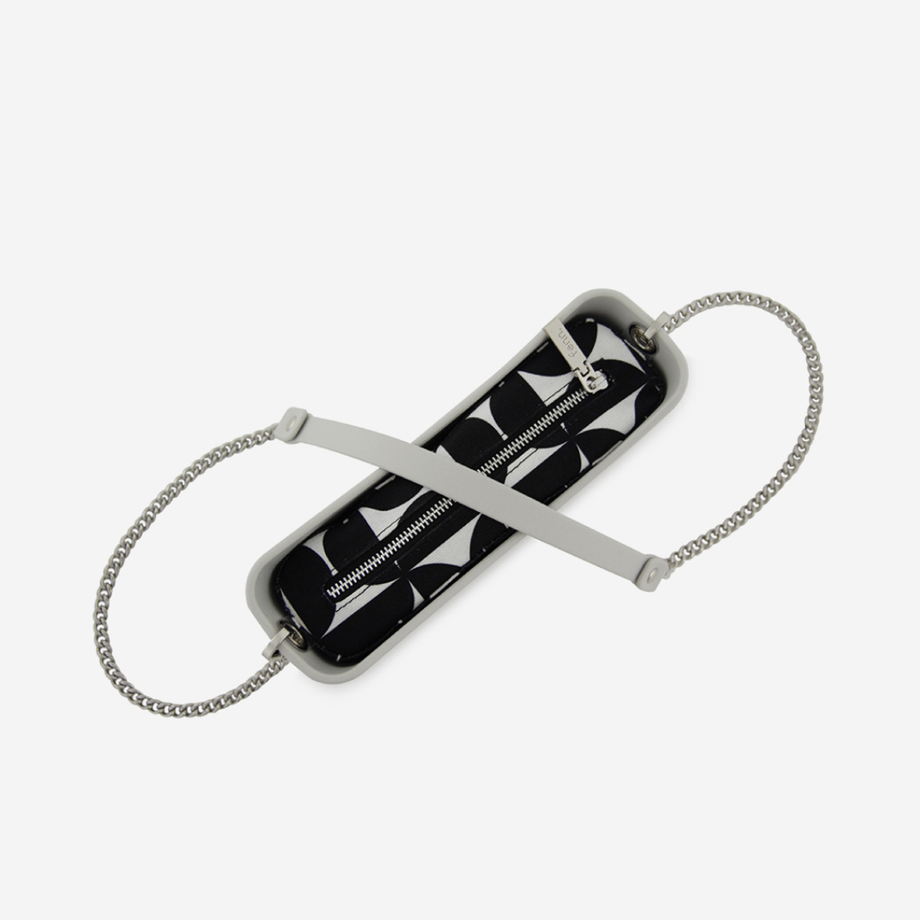 Classic Handbag - Ice Grey - Half Circles Inner - Silver Chain