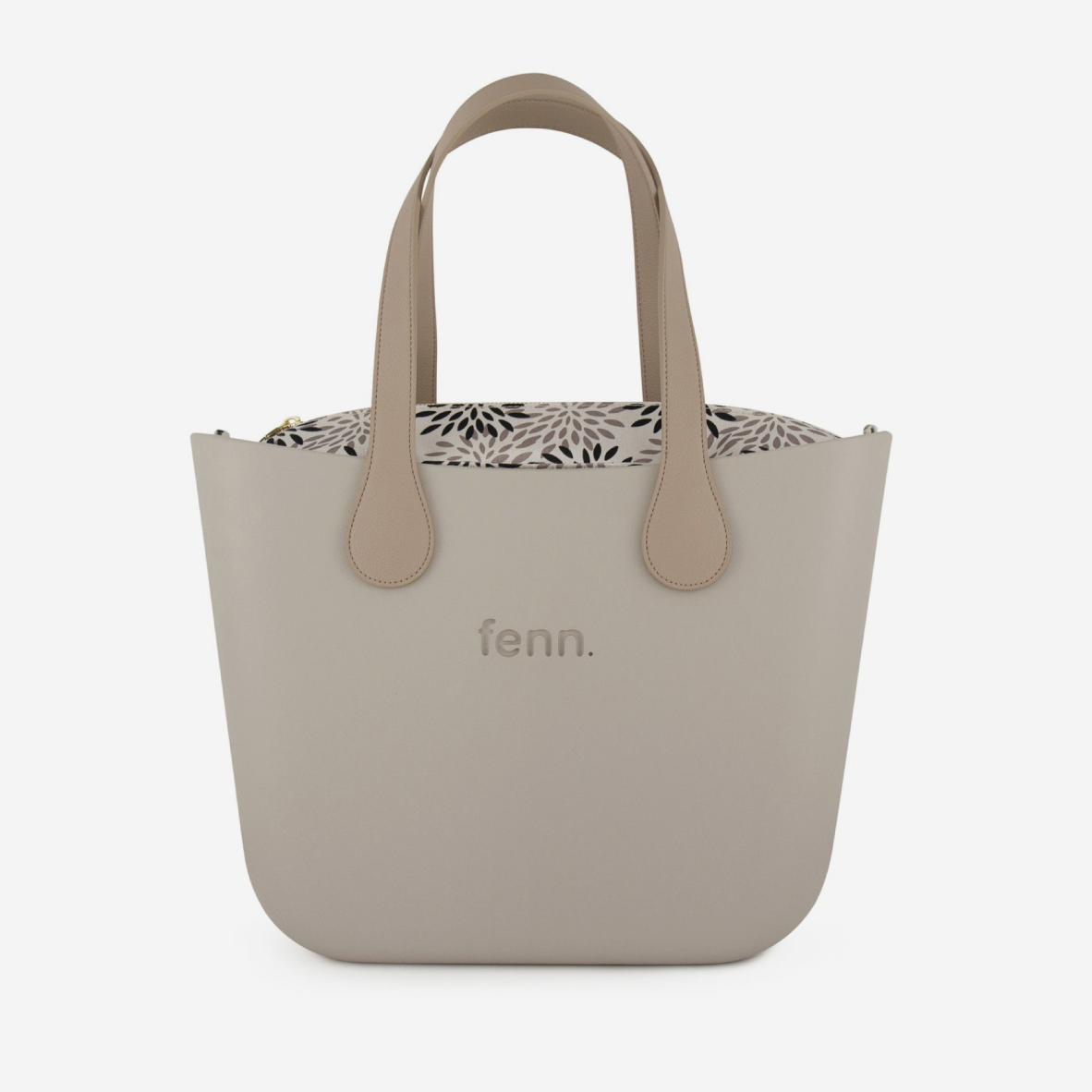 Original Handbag - Mushroom - Floral Inner - Light Stone Handles