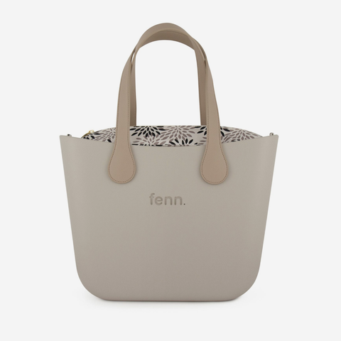 Original Handbag - Mushroom - Floral Inner - Light Stone Handles