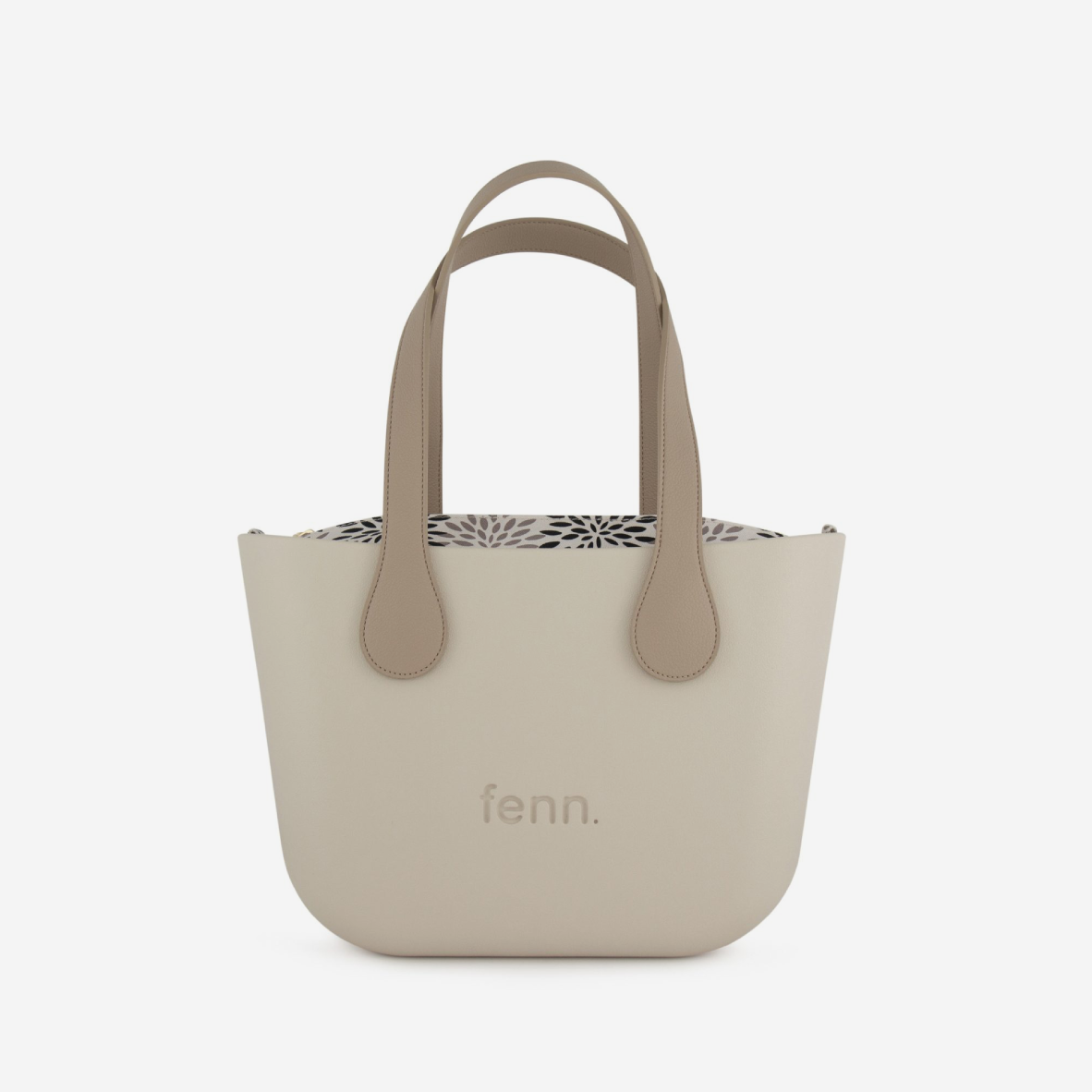 Petite Handbag - Champagne - Floral Inner - Light Stone Handles
