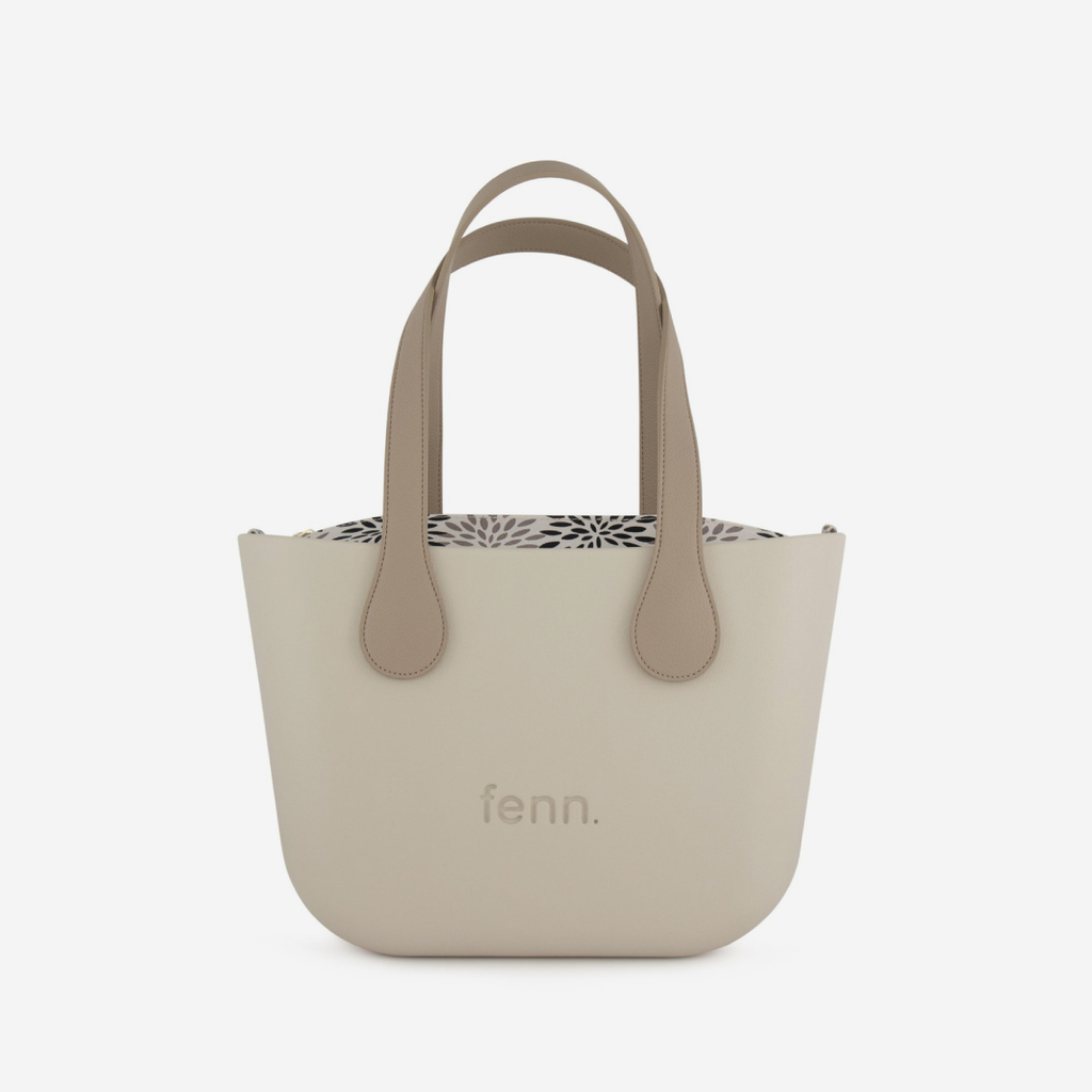Petite Handbag - Champagne - Floral Inner - Light Stone Handles