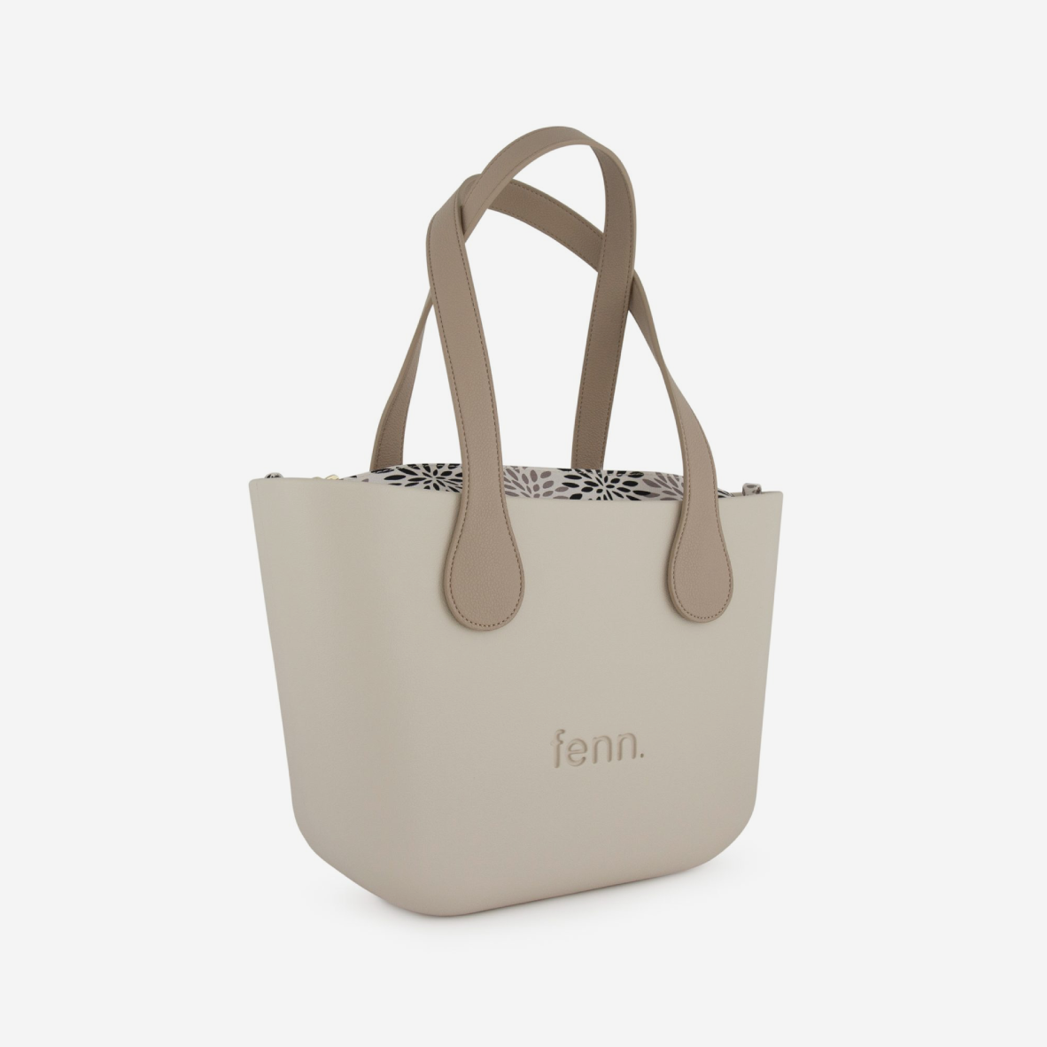 Petite Handbag - Champagne - Floral Inner - Light Stone Handles