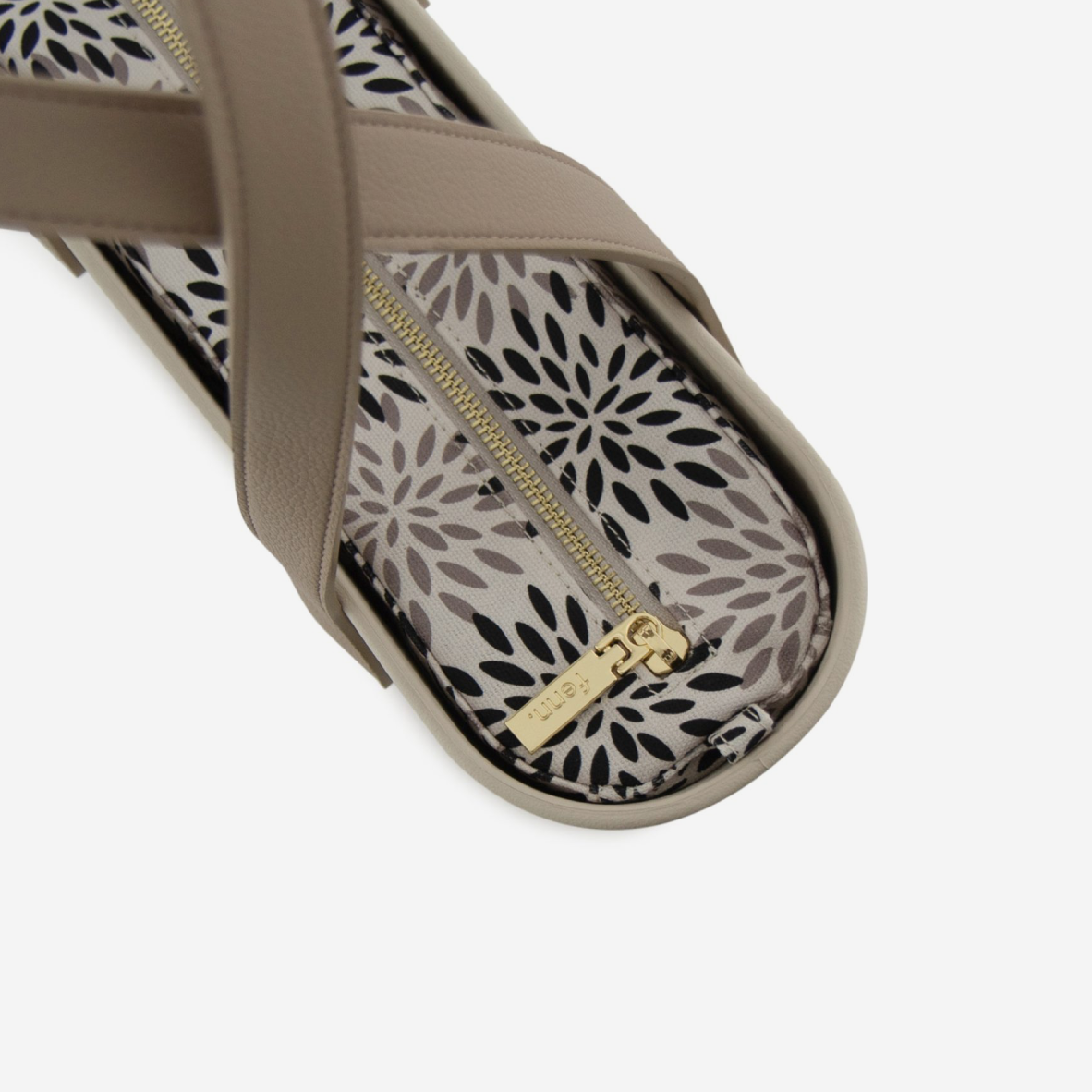 Petite Handbag - Champagne - Floral Inner - Light Stone Handles
