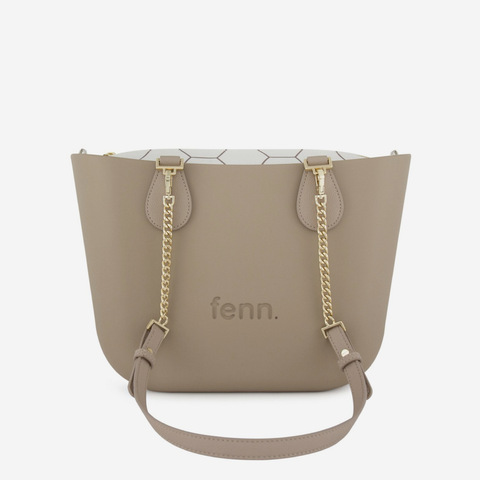 Petite Handbag - Stone - Honeycomb Inner - Gold Chain