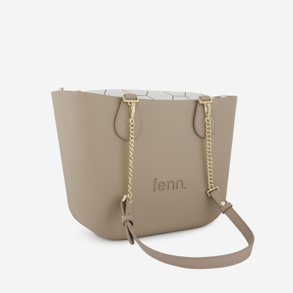 Petite Handbag - Stone - Honeycomb Inner - Gold Chain
