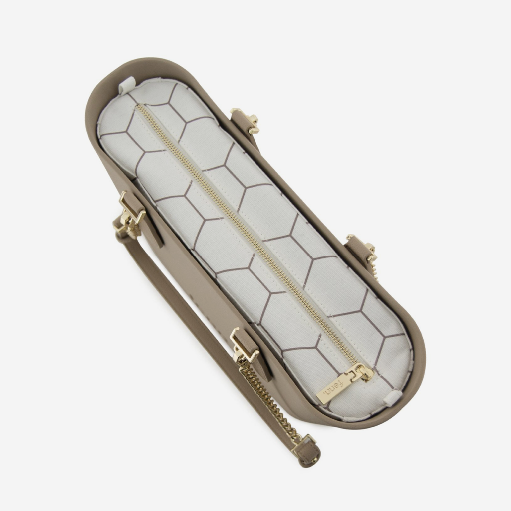 Petite Handbag - Stone - Honeycomb Inner - Gold Chain