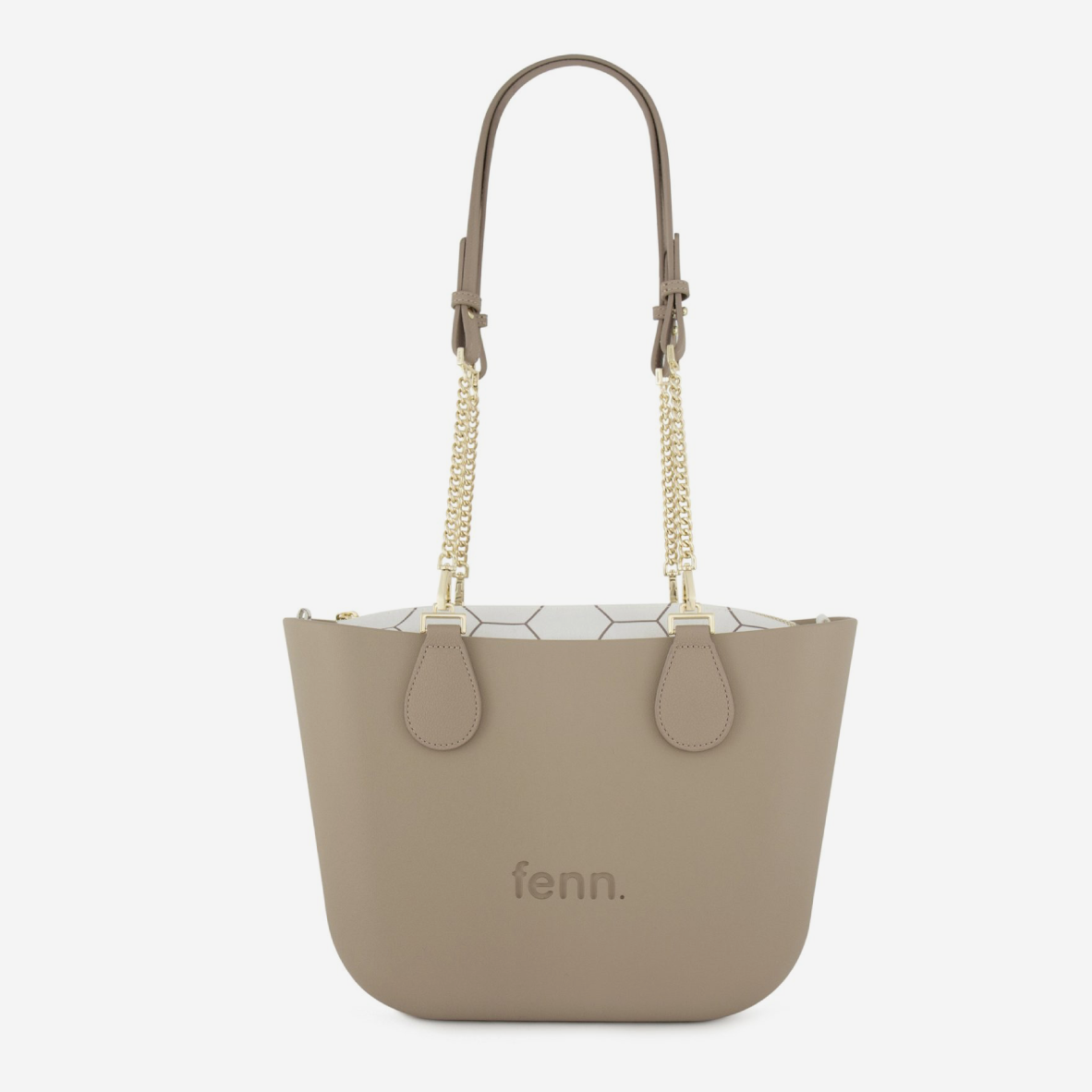 Petite Handbag - Stone - Honeycomb Inner - Gold Chain