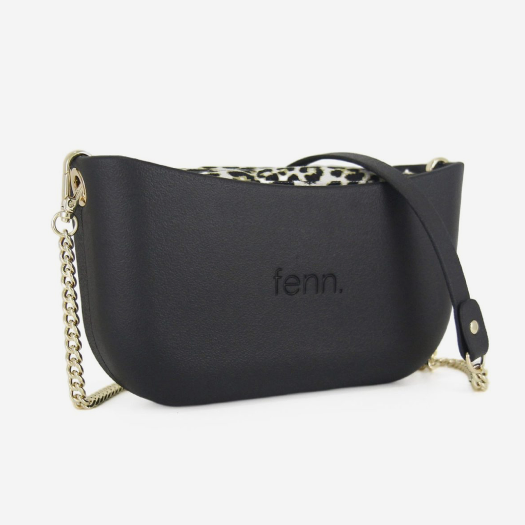 Classic Handbag - Black - Cheetah Inner - Gold Chain