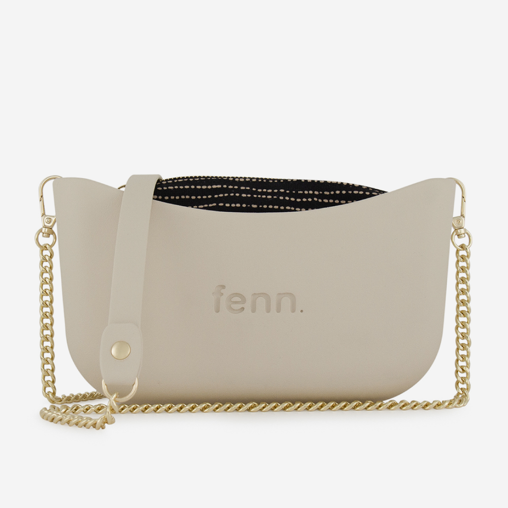 Classic Handbag - Champagne - Dotted Lines Inner - Gold Chain