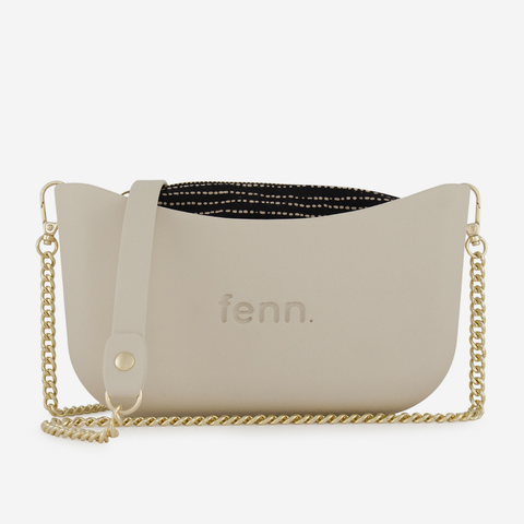 Classic Handbag - Champagne - Dotted Lines Inner - Gold Chain