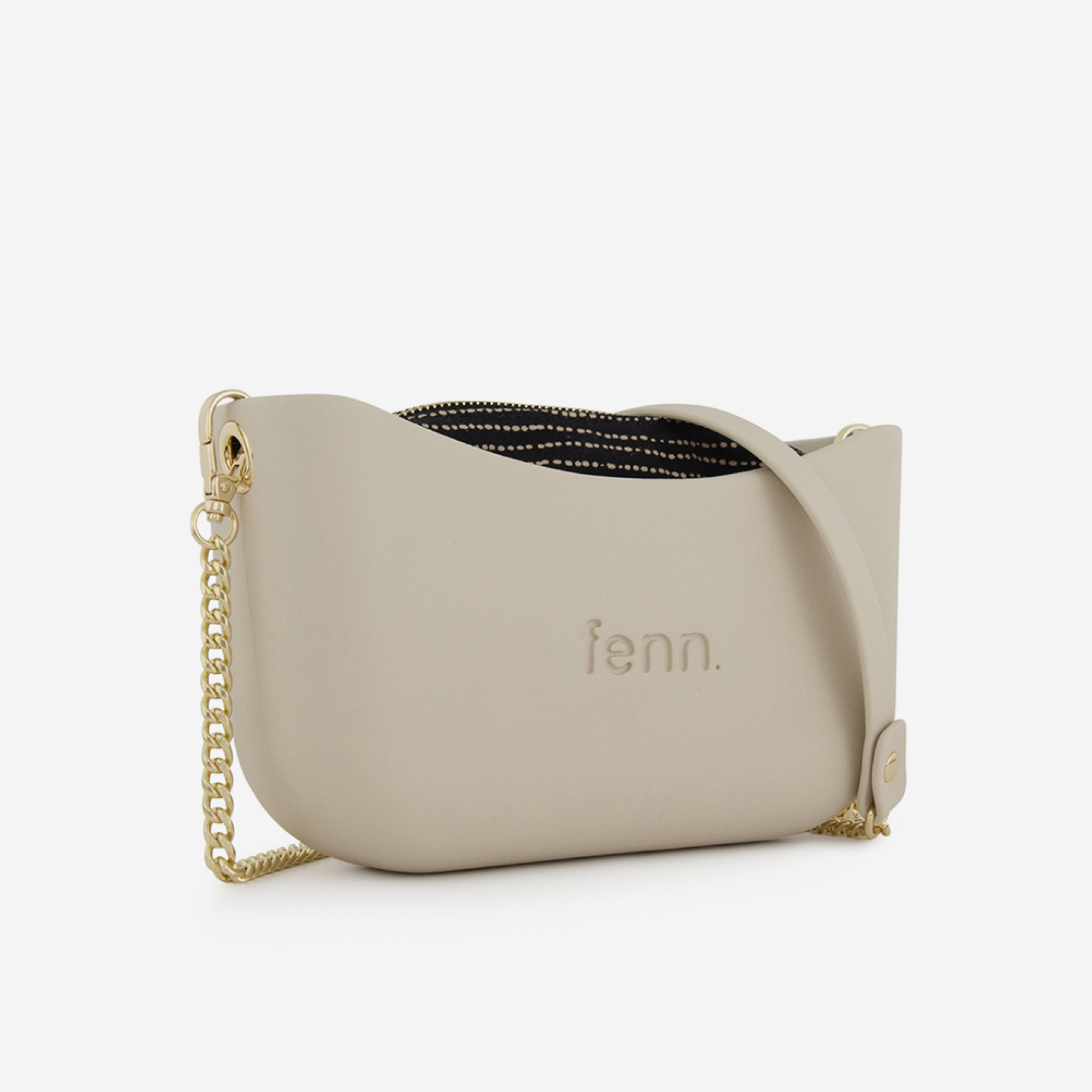 Classic Handbag - Champagne - Dotted Lines Inner - Gold Chain