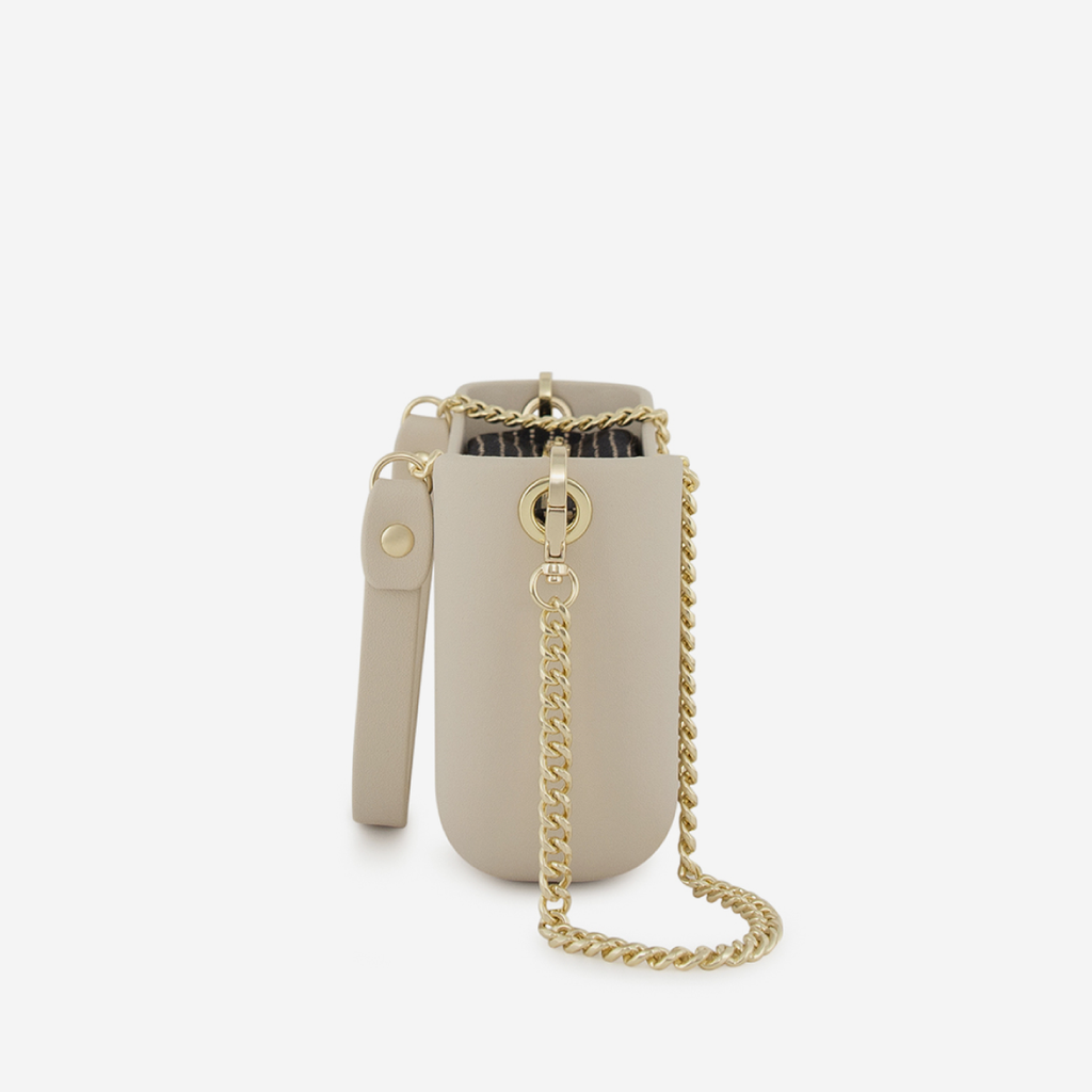 Classic Handbag - Champagne - Dotted Lines Inner - Gold Chain