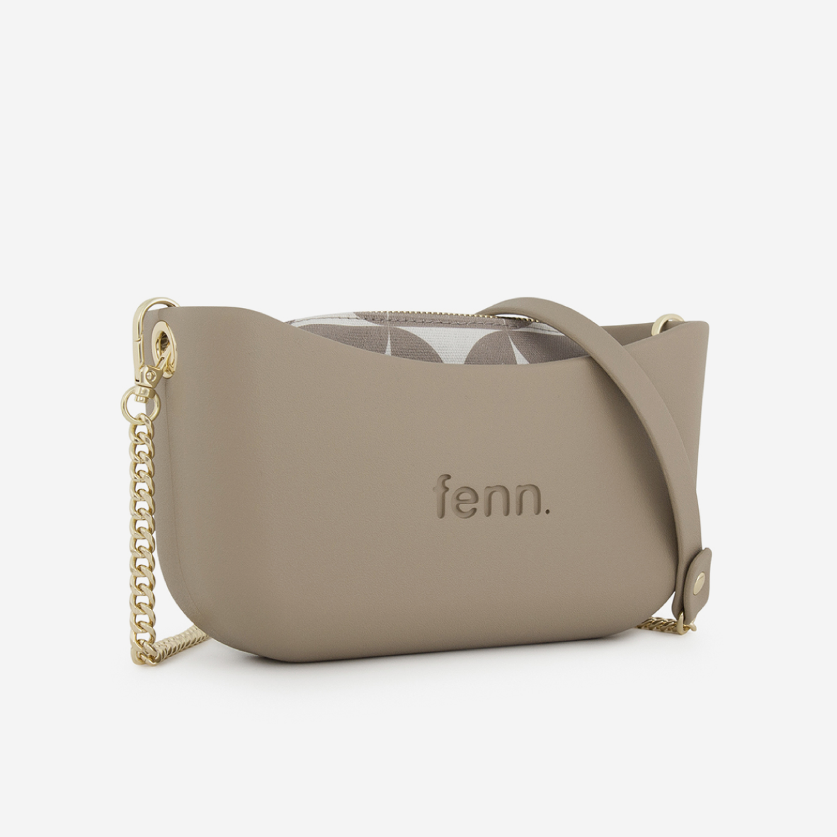 Classic Handbag - Stone - Half Circles Inner - Gold Chain