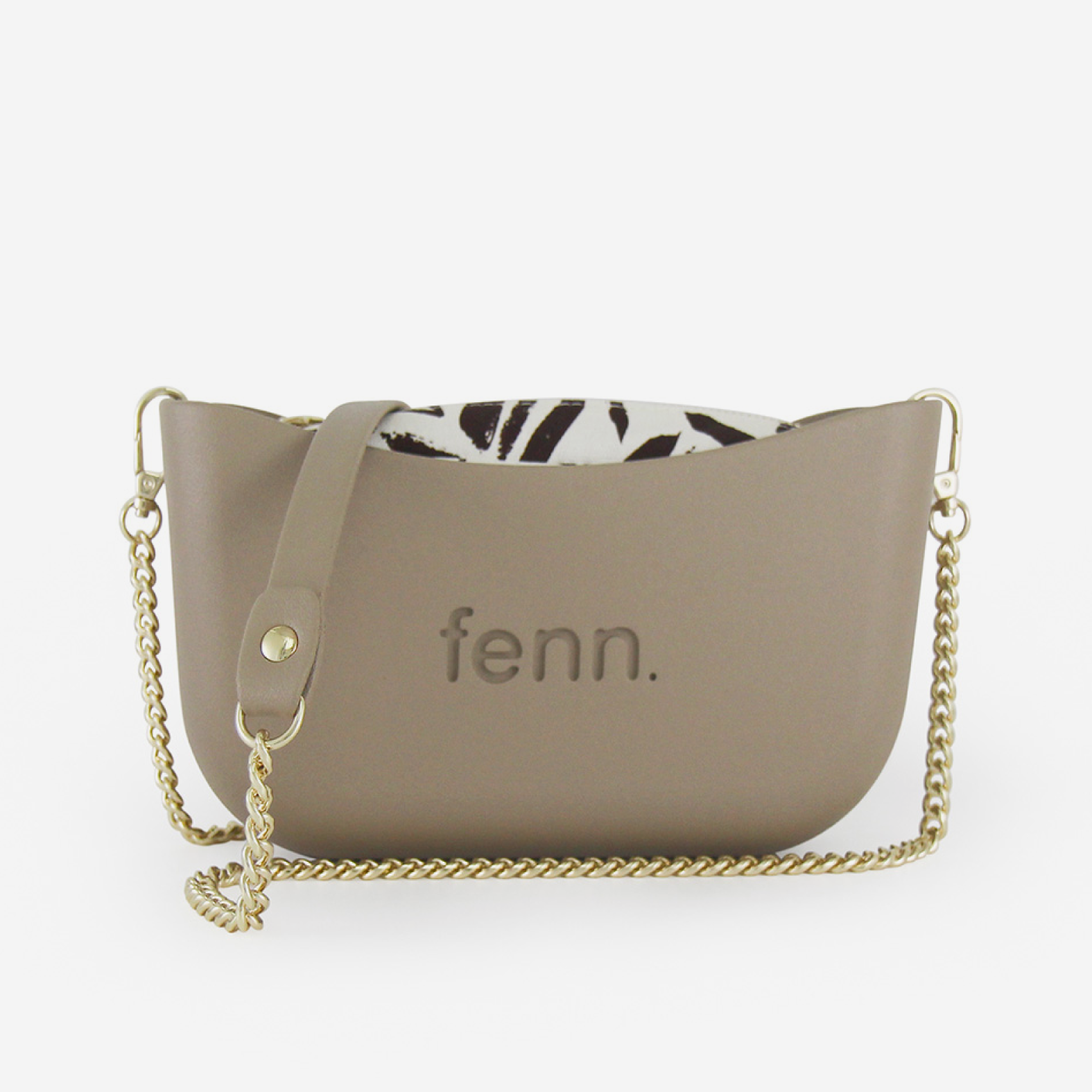 Classic Handbag - Stone - Palms Inner - Gold Chain