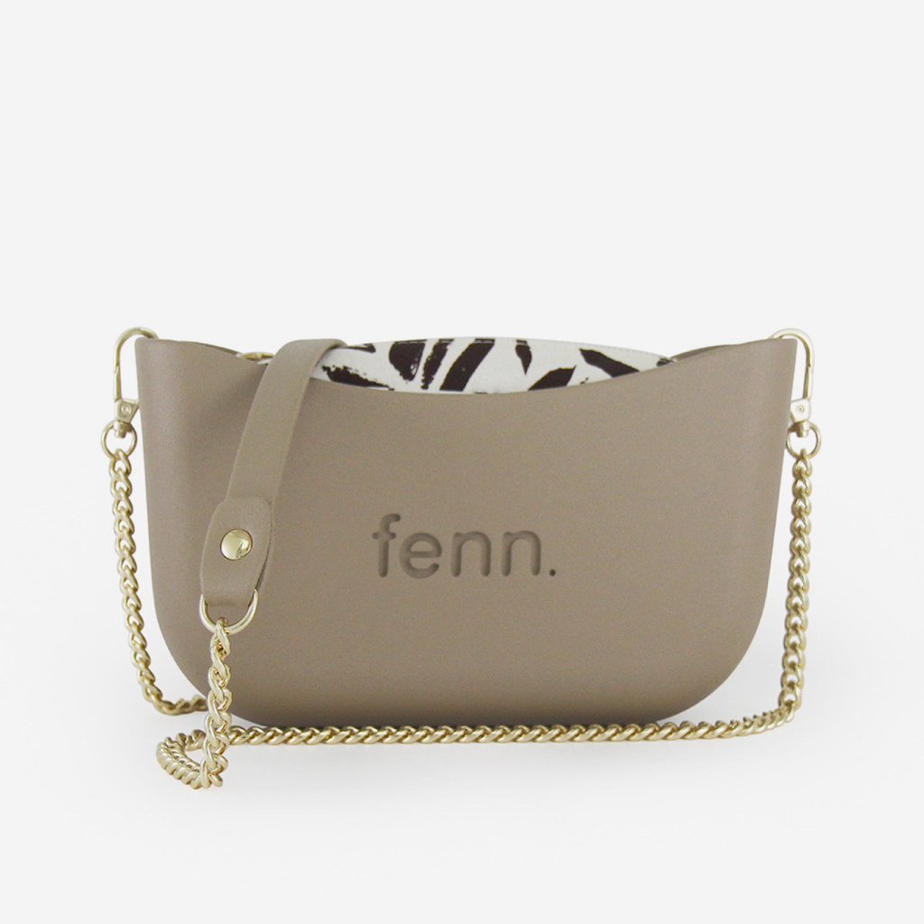 Classic Handbag - Stone - Palms Inner - Gold Chain