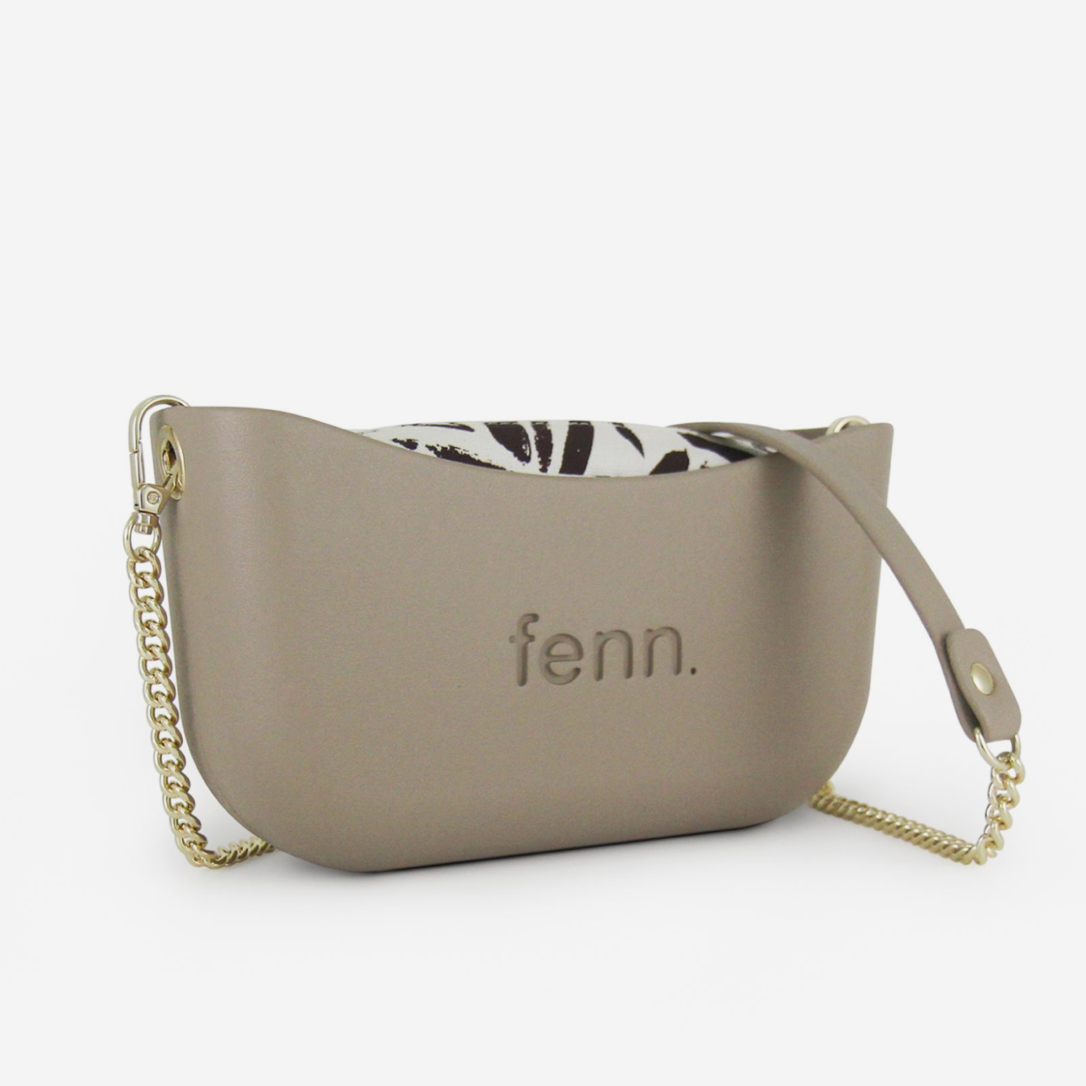 Classic Handbag - Stone - Palms Inner - Gold Chain