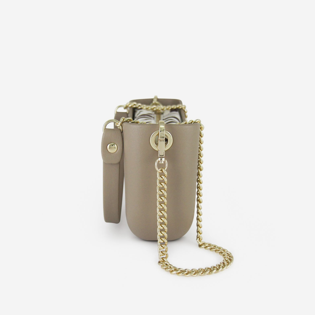 Classic Handbag - Stone - Palms Inner - Gold Chain