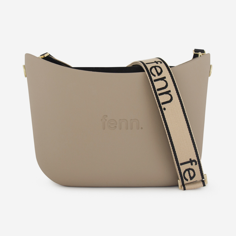 Messenger Bag - Stone - Black Inner - Black On Beige Canvas Strap
