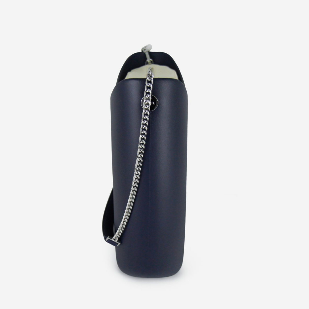 Elegant Handbag - Navy - Beige Inner - Silver Chain