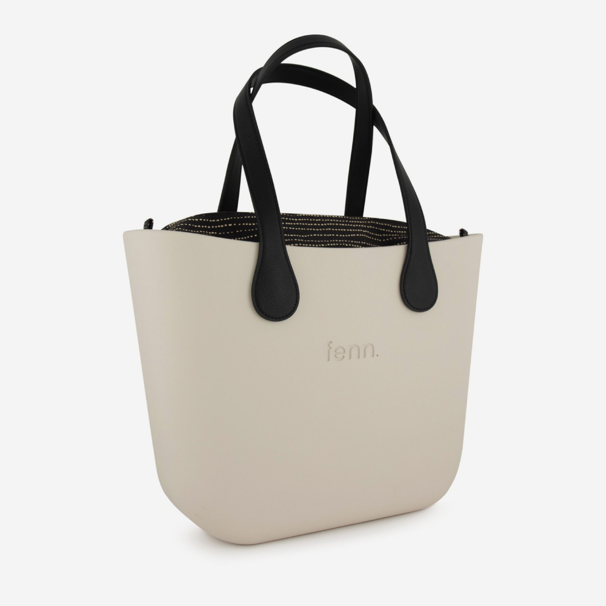 Original Handbag - Champagne - Dotted Lines Inner - Black Handles