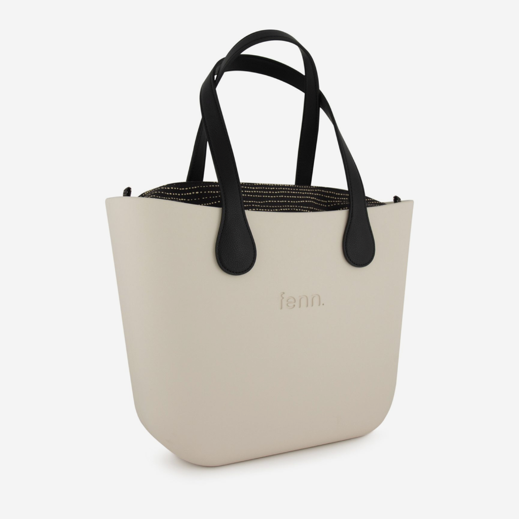 Original Handbag - Champagne - Dotted Lines Inner - Black Handles