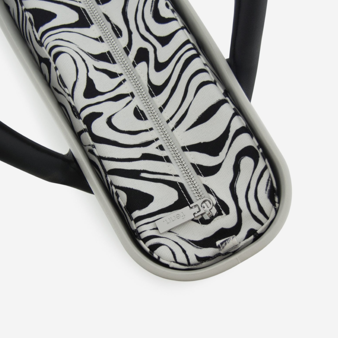 Original Handbag - Ice Grey - Squiggles Inner - Black Handles