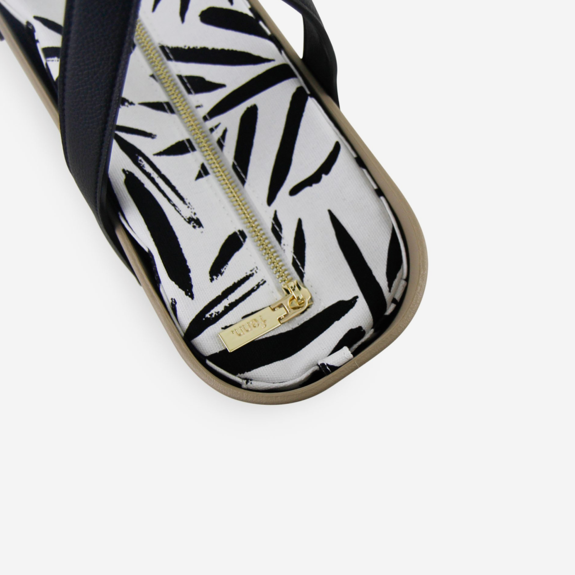 Original Handbag - Stone - Stripe Inner - Black Handles