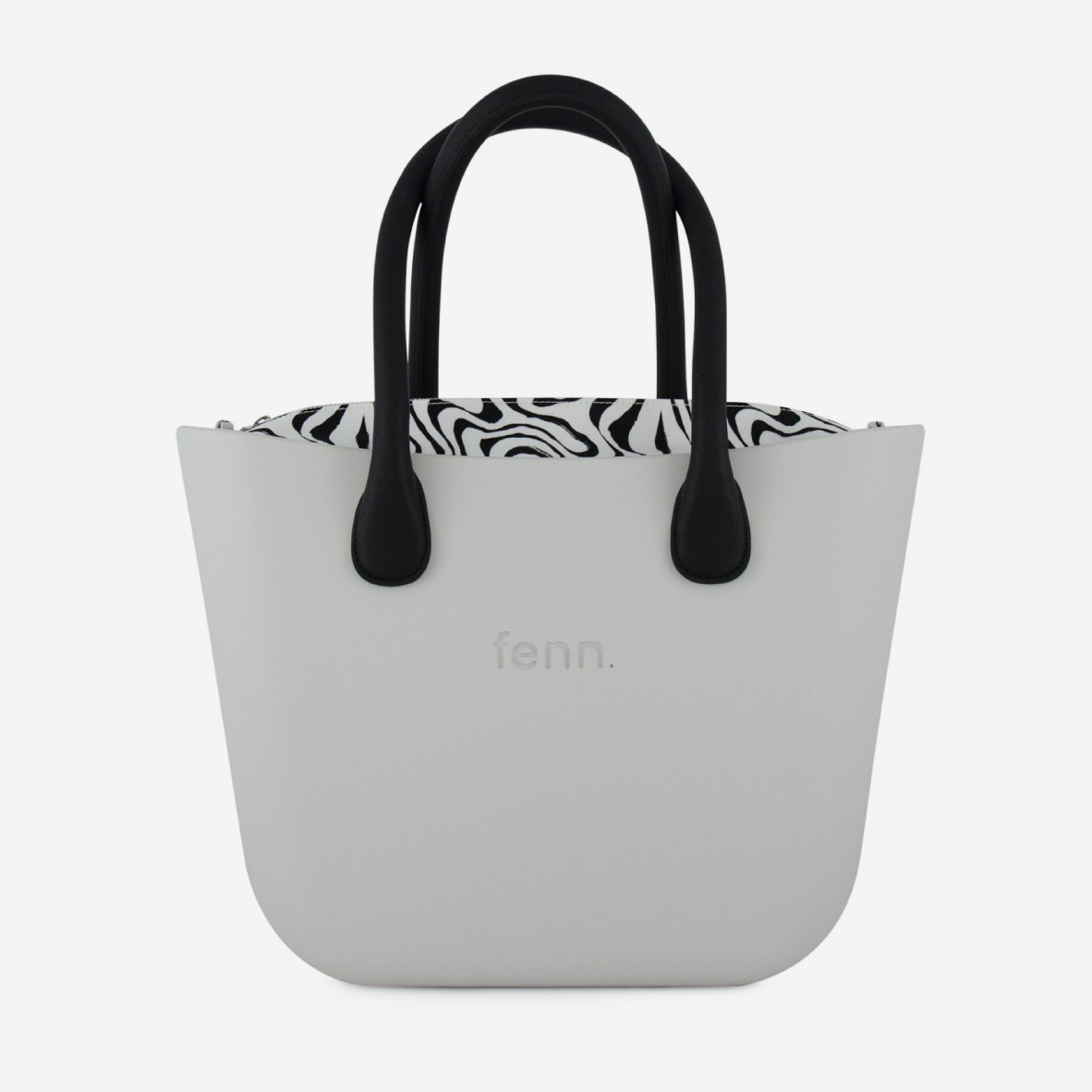 Original Handbag - Ice Grey - Squiggles Inner - Black Handles