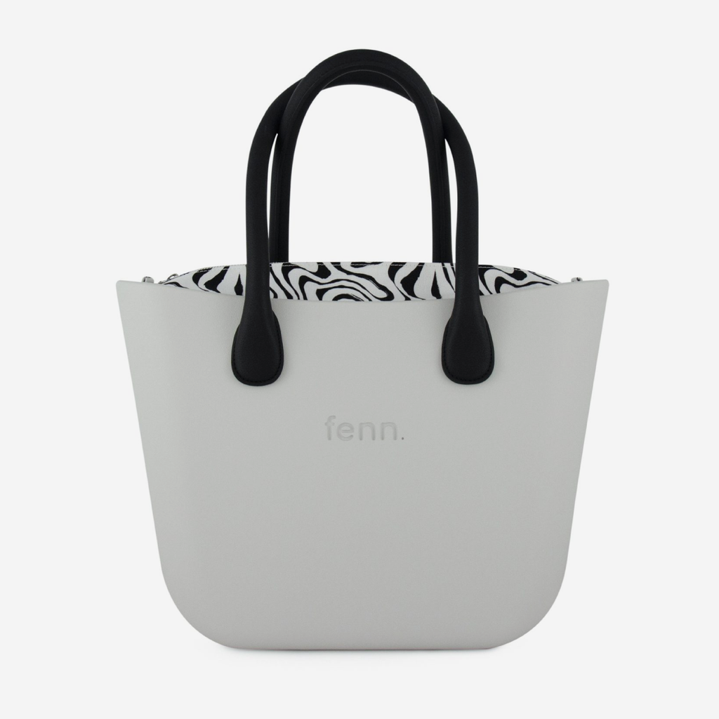 Original Handbag - Ice Grey - Squiggles Inner - Black Handles