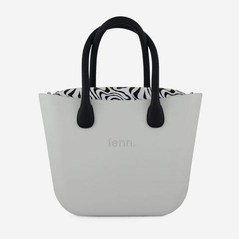 Original Handbag - Ice Grey - Squiggles Inner - Black Handles