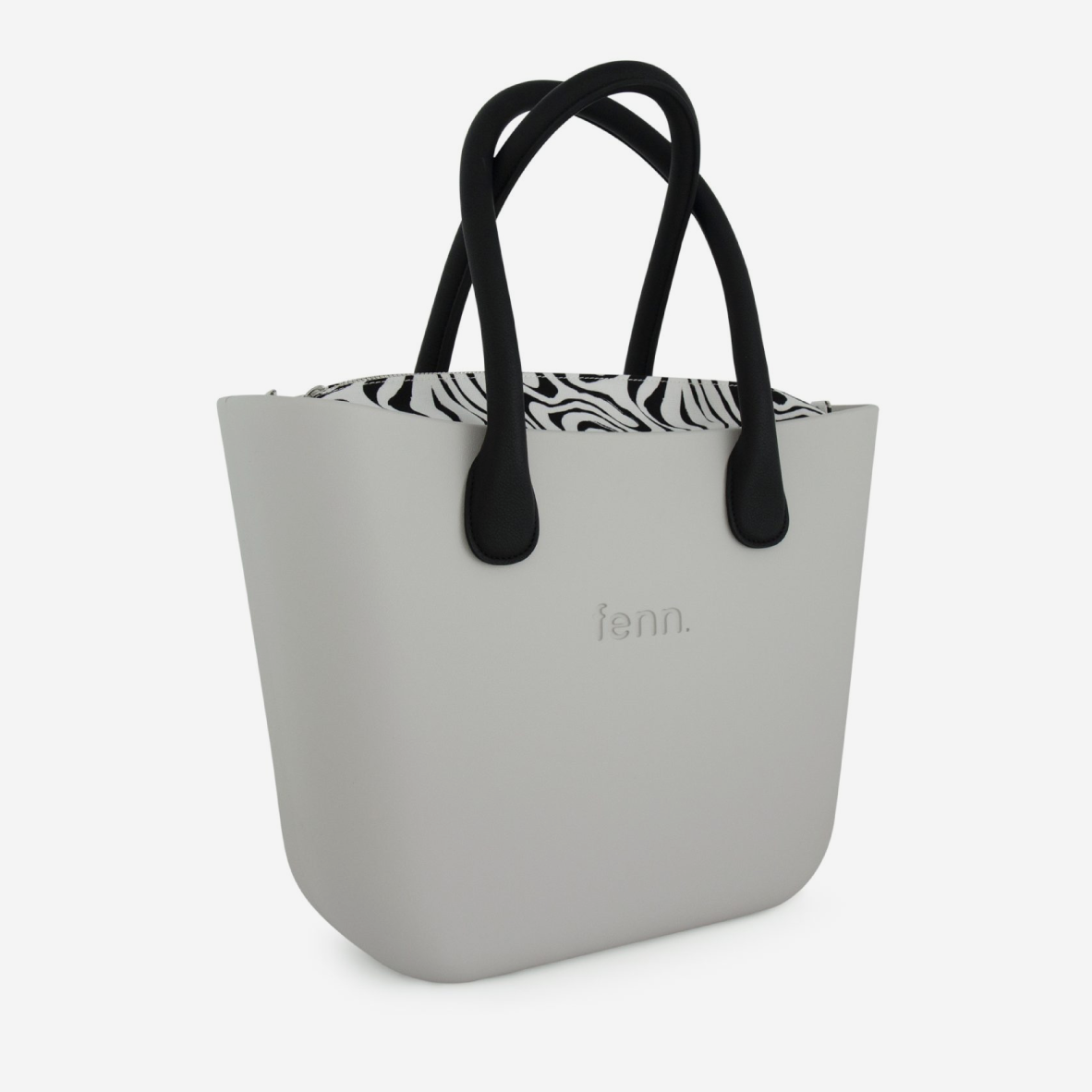 Original Handbag - Ice Grey - Squiggles Inner - Black Handles