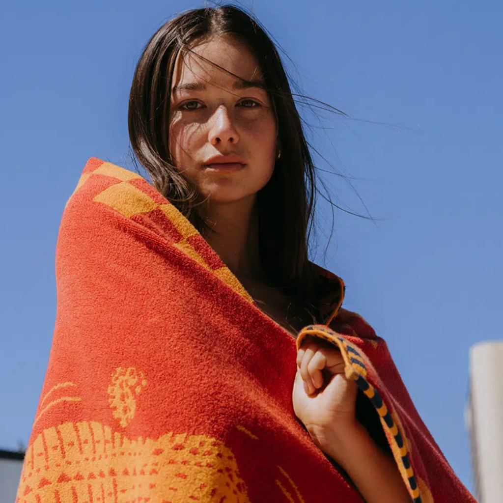 Seabed Nile Crocodile Beach & Bath Towel - Orchard Orange