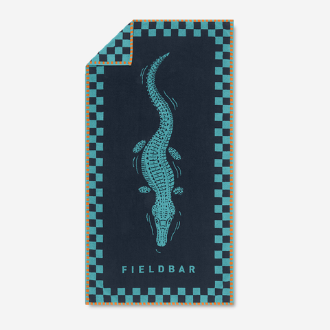 Seabed Nile Crocodile Beach & Bath Towel - Sea Boat Blue