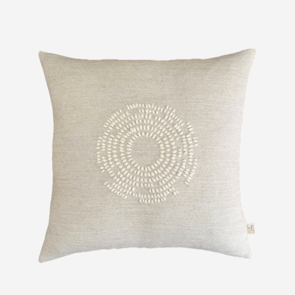 Hand Embroidered Cushion Cover - Circles Of Return Natural