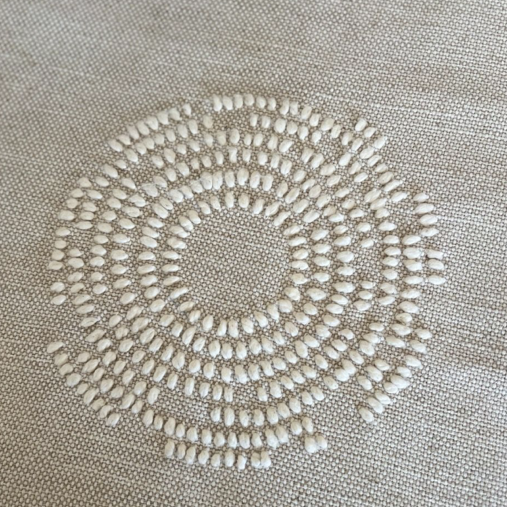 Hand Embroidered Cushion Cover - Circles Of Return Natural