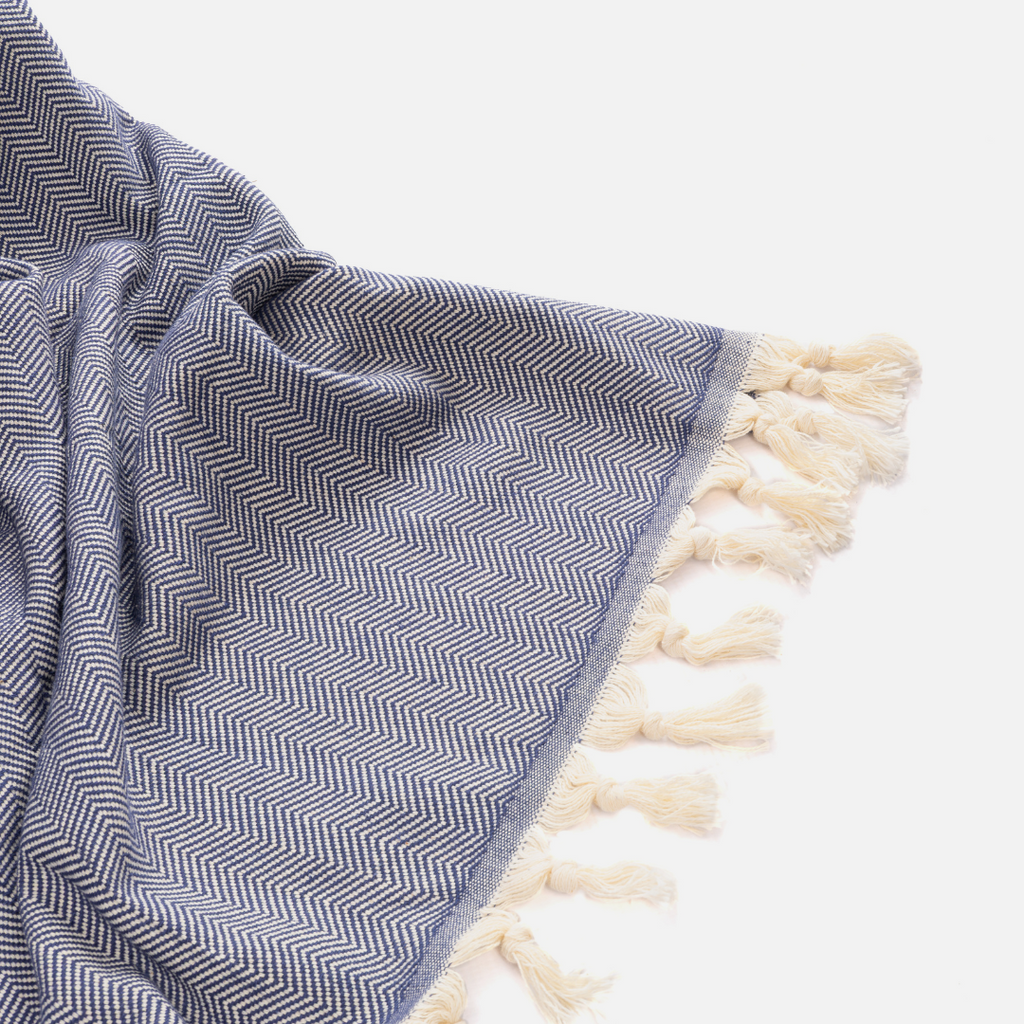 Herringbone Throw - Navy