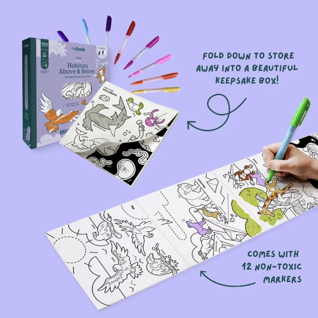 Reusable Colouring Book Tales - Habitats Above & Below