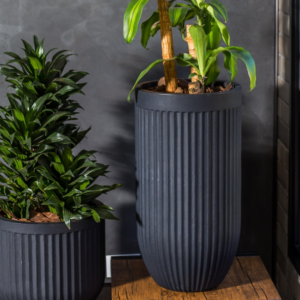 Flute Tall Planter Large - Lead