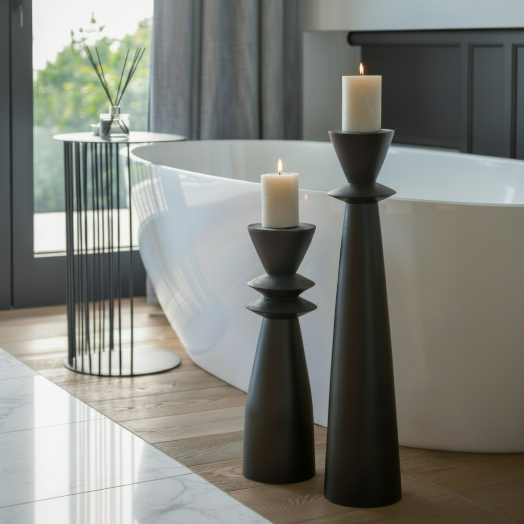 Kalahari Floor Candle Holder - Black