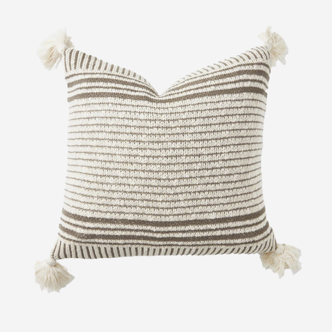 Knitted Scatter - Warm Grey Tassels