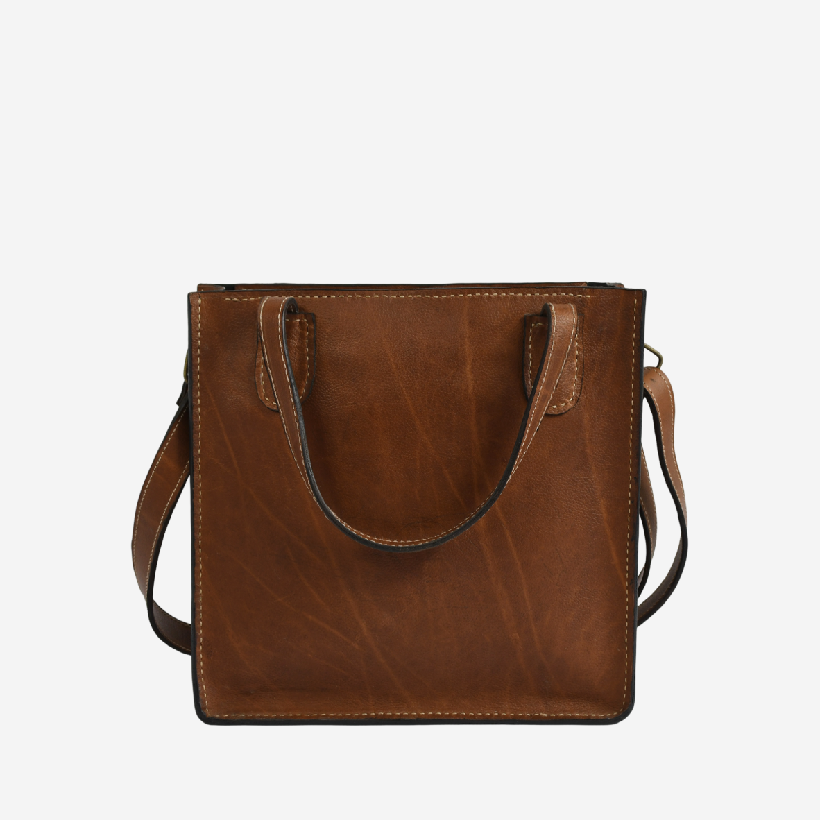 Leather Tote Bag - Brown