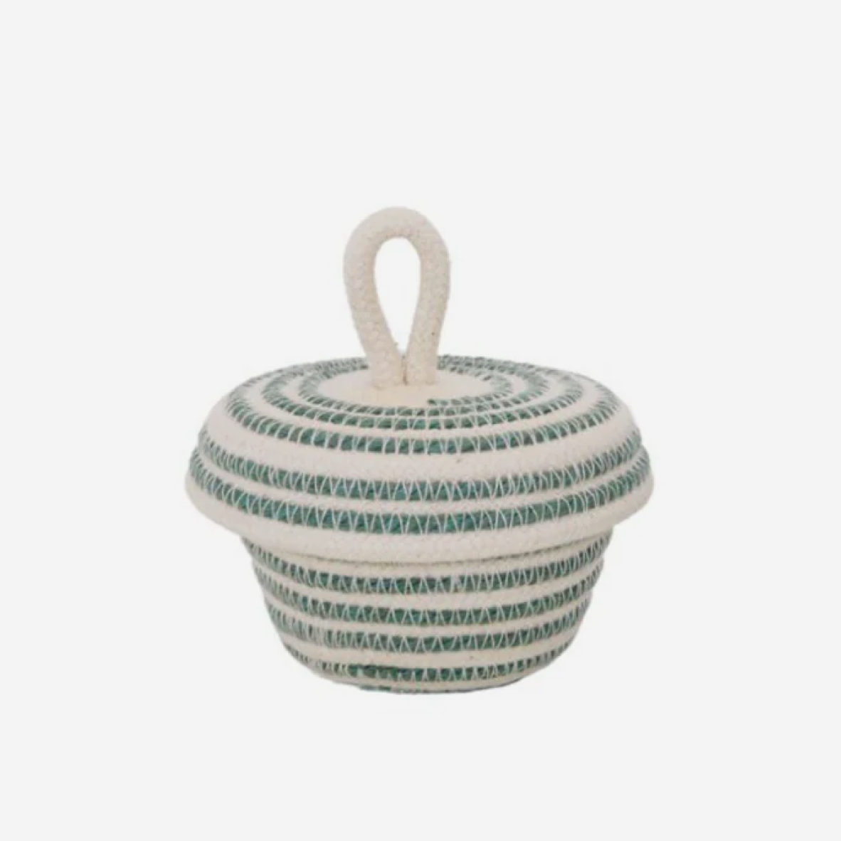 Acorn Lidded Basket - Intertwined Ivory & Sage