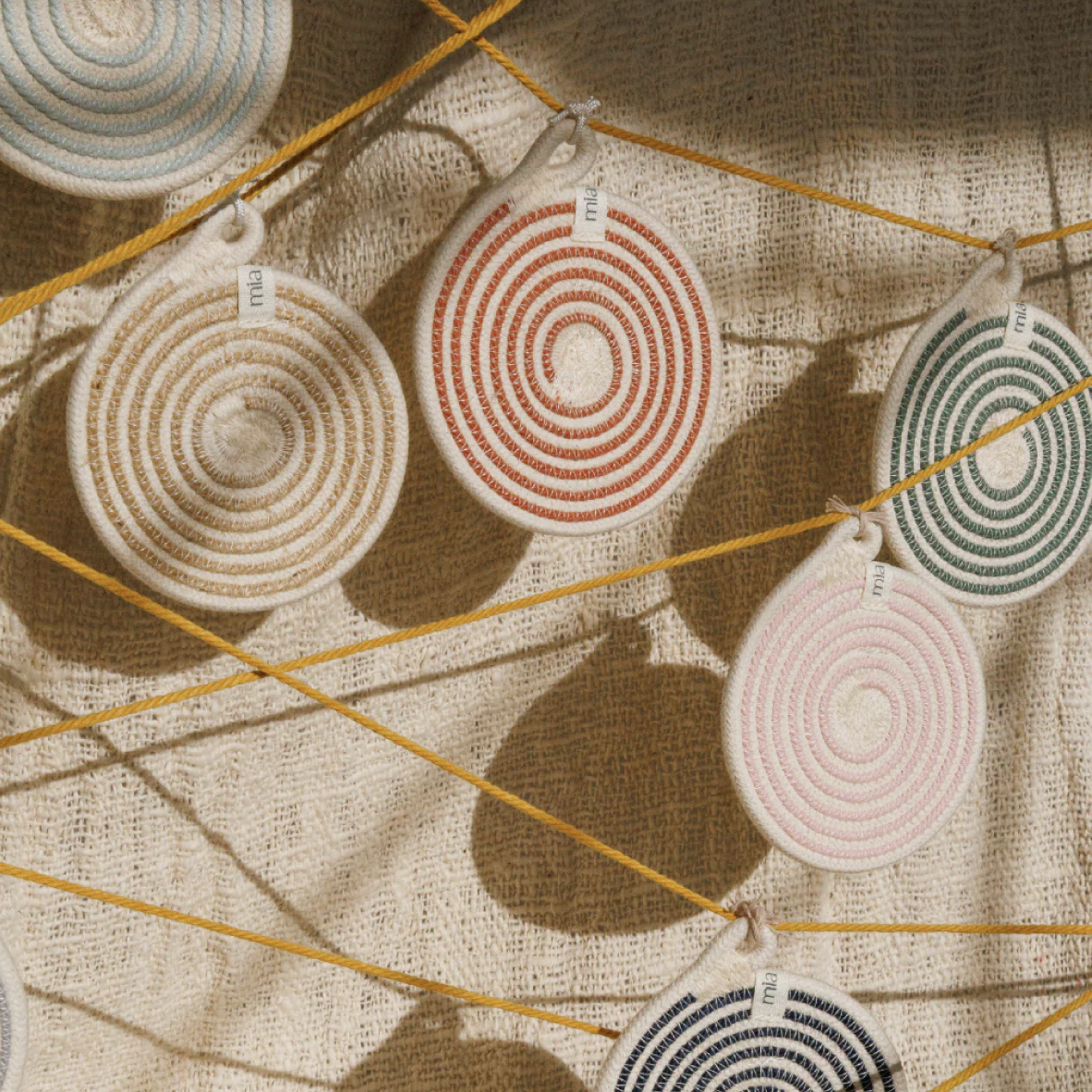 Coasters Set of 4 - Intertwined Ivory & Rust