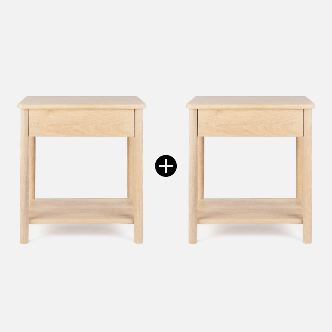 Scalla Oak Bedside Table Combo - Natural