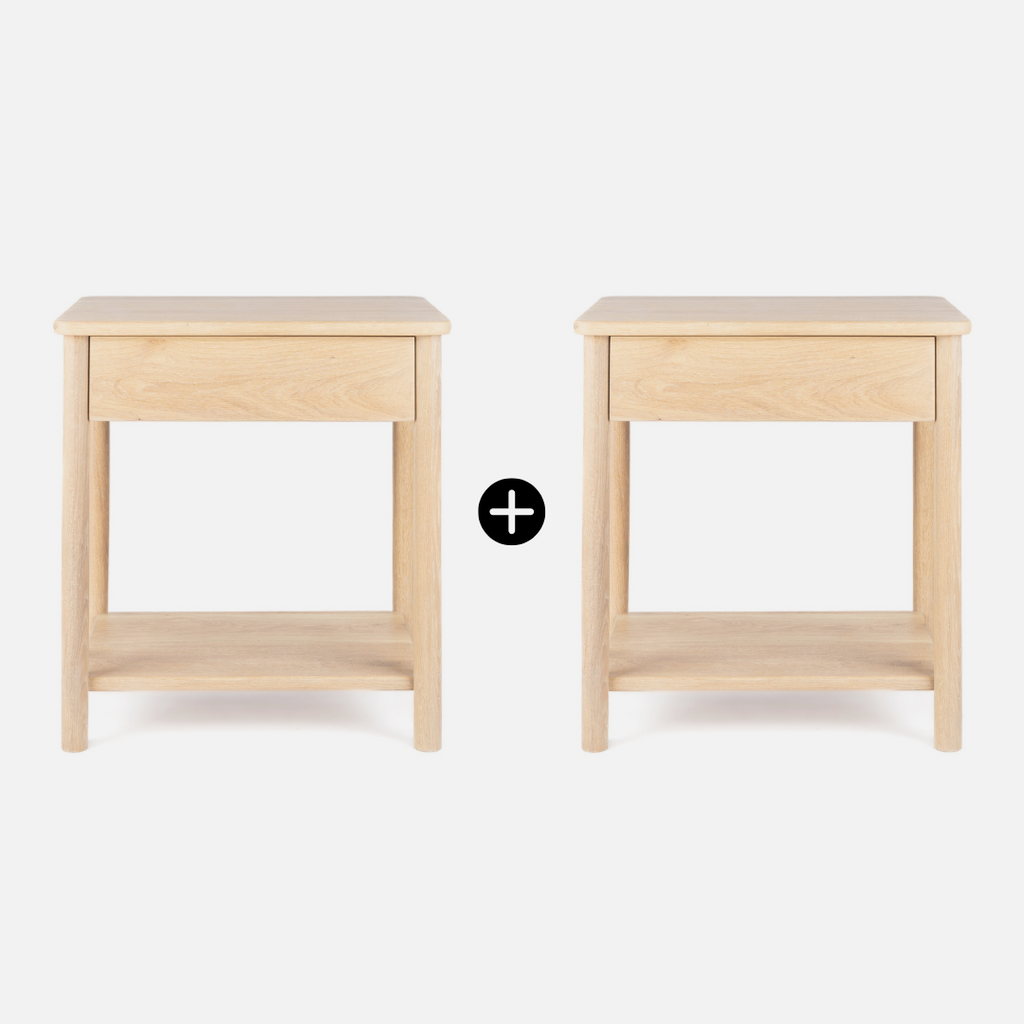 Scalla Oak Bedside Table Combo - Natural