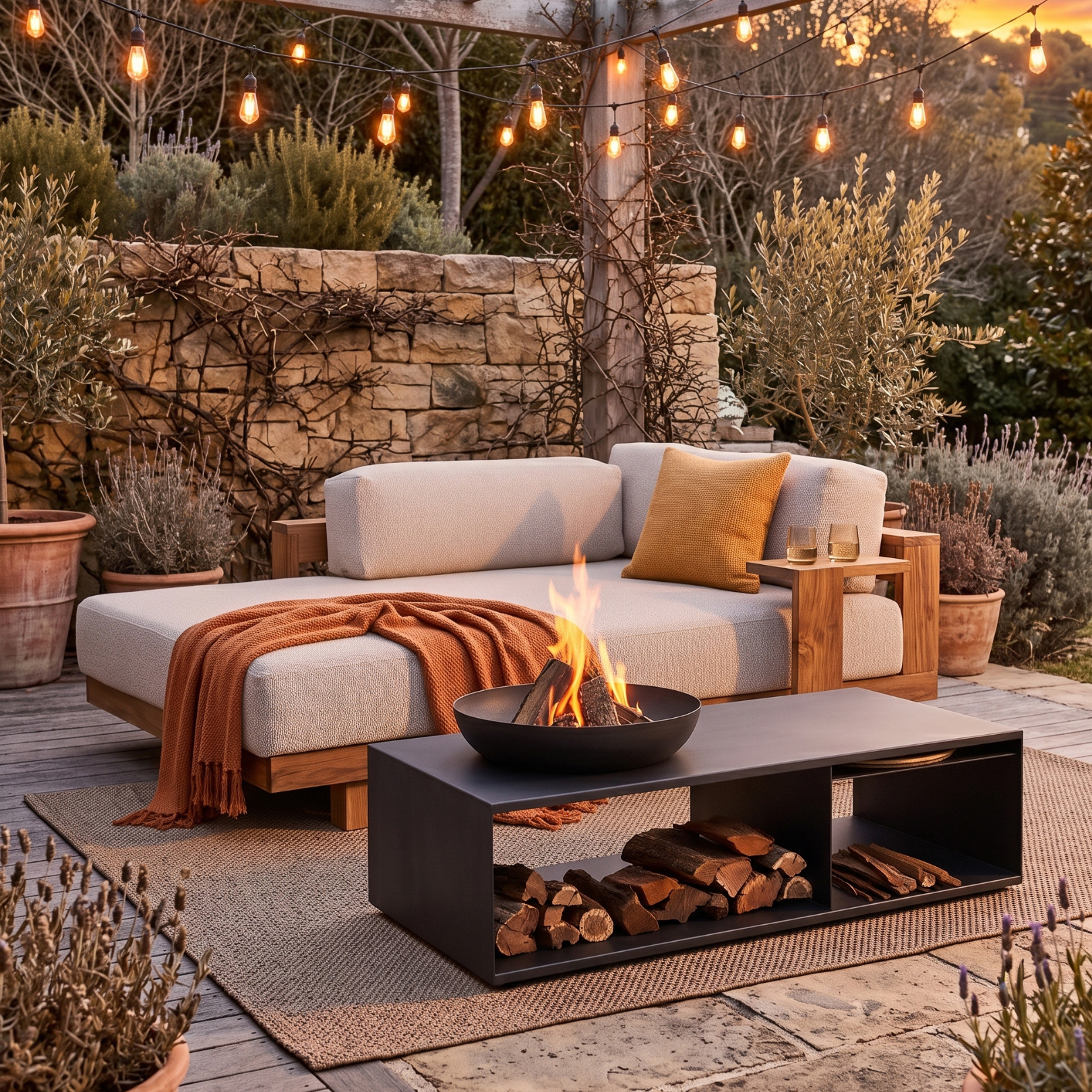 Kumo Outdoor Daybed + Table - Iroko Hardwood