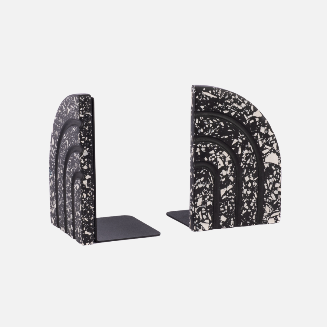 Nova Bookends - Black Terrazzo