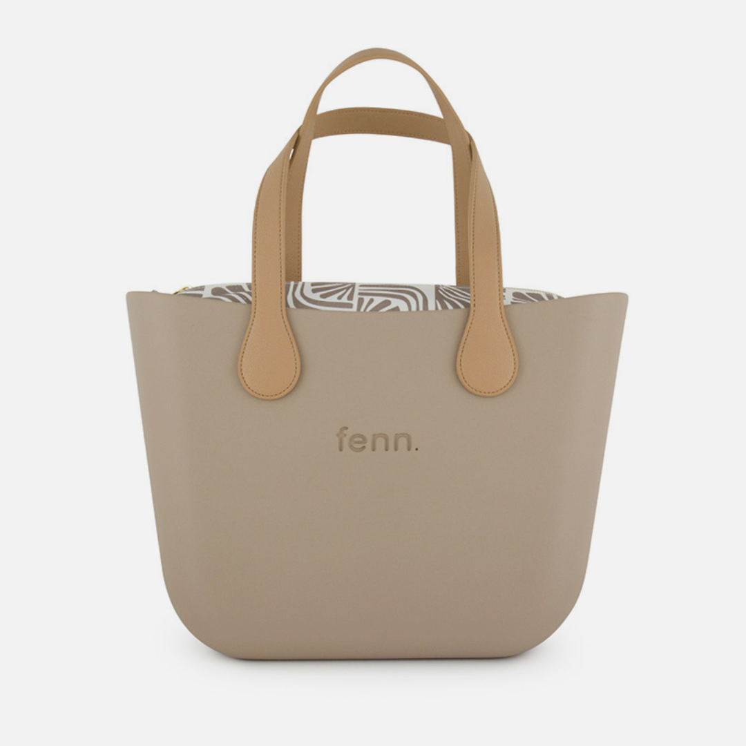 Original Handbag - Stone - Patterned Inner - Light Tan Handles