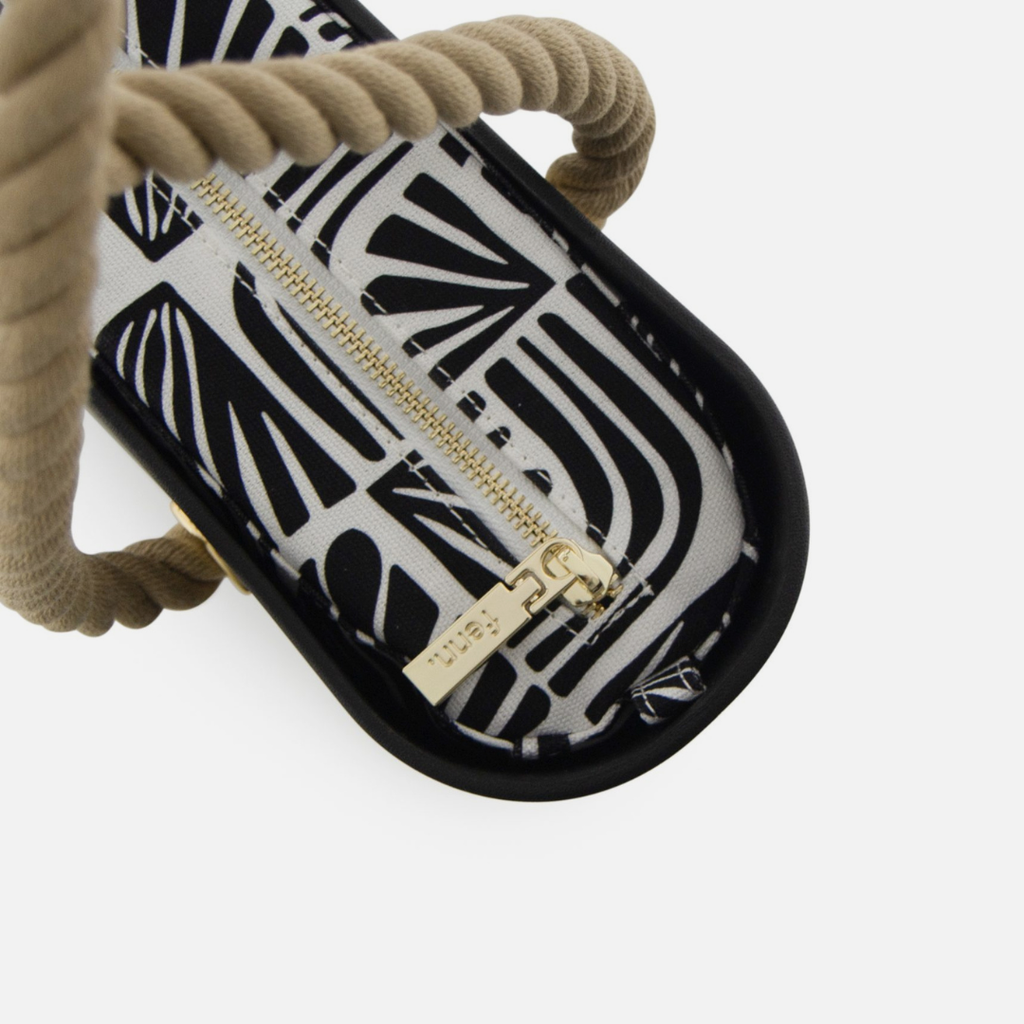 Petite Handbag - Patterned Inner - Beige Rope