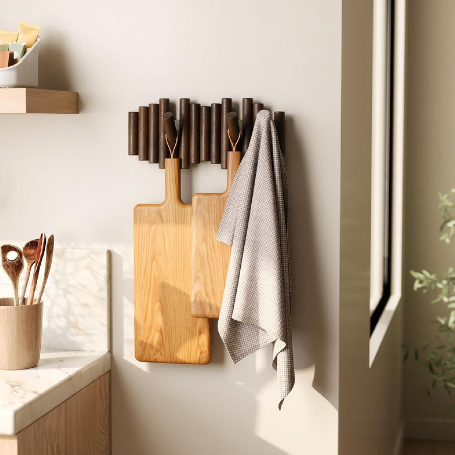 Picket Rail Wall Hook - Walnut